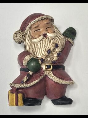Vintage-Inspired Red Santa Brooch  Green Accents